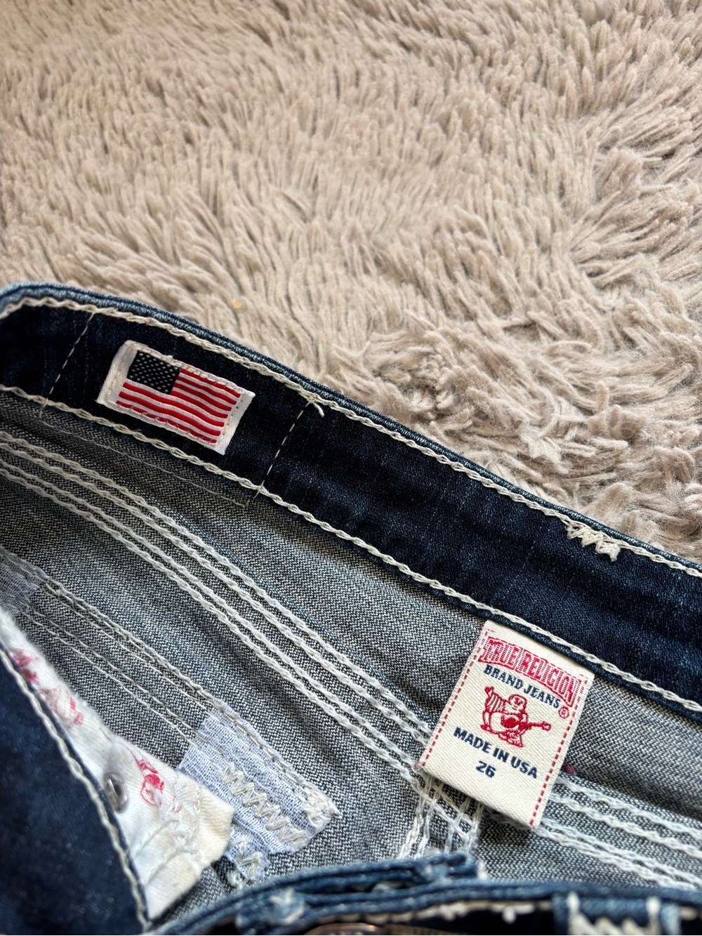 EUC True Religion Y2K Billi Big QT Boot Cut Jeans with White Stitching 26 - Picture 7 of 13